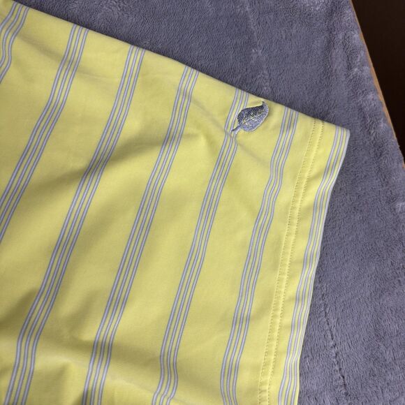 FootJoy Polo Shirt Mens Large Yellow Blue Striped Button Down Collar Golf Logo - Picture 5 of 10
